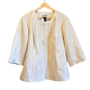 Maggie Barnes Evening Jacket Eye Hook Closure Shimmer Cream Women's 2X (22/24W)